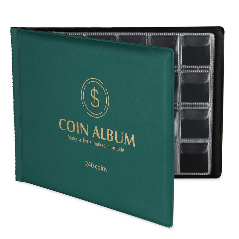 MUDOR Coin Collection Holder Album for Collectors, 240 Pockets Coin Collection Book Office Supplies - Image 1